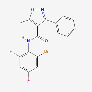 molecular formula C17H11BrF2N2O2 B3490616 N-(2-bromo-4,6-difluorophenyl)-5-methyl-3-phenyl-4-isoxazolecarboxamide 