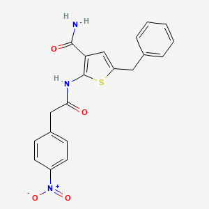 molecular formula C20H17N3O4S B3490656 5-BENZYL-2-{[2-(4-NITROPHENYL)ACETYL]AMINO}-3-THIOPHENECARBOXAMIDE 