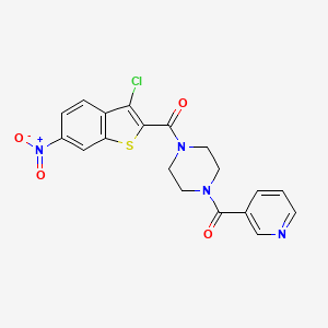 molecular formula C19H15ClN4O4S B3490707 (3-CHLORO-6-NITRO-1-BENZOTHIOPHEN-2-YL)[4-(3-PYRIDYLCARBONYL)PIPERAZINO]METHANONE 