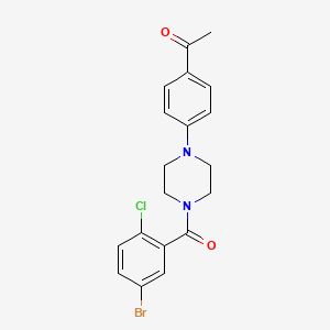 molecular formula C19H18BrClN2O2 B3490782 1-{4-[4-(5-BROMO-2-CHLOROBENZOYL)PIPERAZINO]PHENYL}-1-ETHANONE 