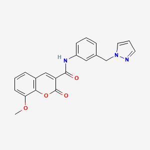 8-methoxy-2-oxo-N-[3-(1H-pyrazol-1-ylmethyl)phenyl]-2H-chromene-3-carboxamide