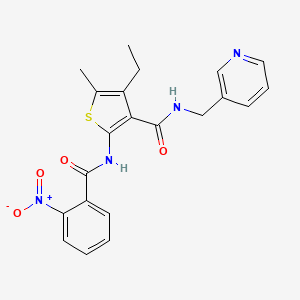 molecular formula C21H20N4O4S B3490840 4-ethyl-5-methyl-2-[(2-nitrobenzoyl)amino]-N-(3-pyridinylmethyl)-3-thiophenecarboxamide 