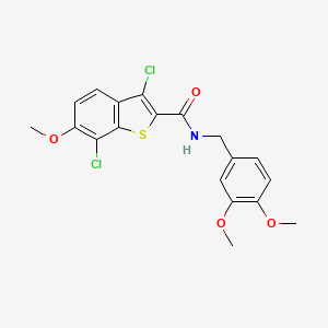 3,7-dichloro-N-(3,4-dimethoxybenzyl)-6-methoxy-1-benzothiophene-2-carboxamide