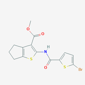 molecular formula C14H12BrNO3S2 B3490954 methyl 2-{[(5-bromo-2-thienyl)carbonyl]amino}-5,6-dihydro-4H-cyclopenta[b]thiophene-3-carboxylate 