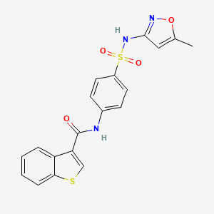 molecular formula C19H15N3O4S2 B3490988 N-{4-[(5-METHYL-12-OXAZOL-3-YL)SULFAMOYL]PHENYL}-1-BENZOTHIOPHENE-3-CARBOXAMIDE 