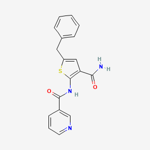 molecular formula C18H15N3O2S B3490992 N-(5-benzyl-3-carbamoylthiophen-2-yl)pyridine-3-carboxamide 