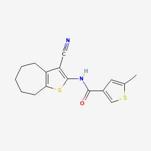 molecular formula C16H16N2OS2 B3491111 N-{3-CYANO-4H5H6H7H8H-CYCLOHEPTA[B]THIOPHEN-2-YL}-5-METHYLTHIOPHENE-3-CARBOXAMIDE 