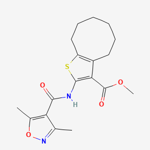 molecular formula C18H22N2O4S B3491116 methyl 2-{[(3,5-dimethyl-4-isoxazolyl)carbonyl]amino}-4,5,6,7,8,9-hexahydrocycloocta[b]thiophene-3-carboxylate 