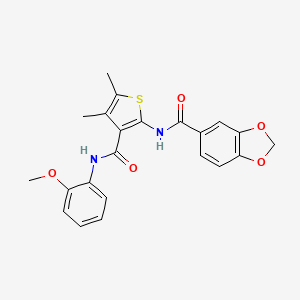 molecular formula C22H20N2O5S B3491131 N-{3-[(2-METHOXYPHENYL)CARBAMOYL]-4,5-DIMETHYL-2-THIENYL}-1,3-BENZODIOXOLE-5-CARBOXAMIDE 