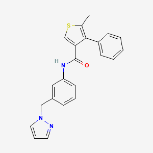 molecular formula C22H19N3OS B3491250 5-METHYL-4-PHENYL-N-{3-[(1H-PYRAZOL-1-YL)METHYL]PHENYL}THIOPHENE-3-CARBOXAMIDE 