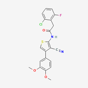 molecular formula C21H16ClFN2O3S B3491262 2-(2-chloro-6-fluorophenyl)-N-[3-cyano-4-(3,4-dimethoxyphenyl)-2-thienyl]acetamide 