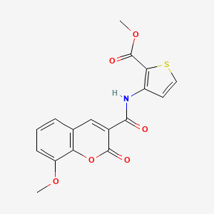 molecular formula C17H13NO6S B3491267 methyl 3-{[(8-methoxy-2-oxo-2H-chromen-3-yl)carbonyl]amino}-2-thiophenecarboxylate 