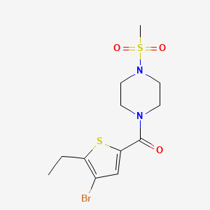 molecular formula C12H17BrN2O3S2 B3491275 (4-BROMO-5-ETHYL-2-THIENYL)[4-(METHYLSULFONYL)PIPERAZINO]METHANONE 