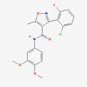 molecular formula C19H16ClFN2O4 B3491366 3-(2-chloro-6-fluorophenyl)-N-(3,4-dimethoxyphenyl)-5-methyl-1,2-oxazole-4-carboxamide 