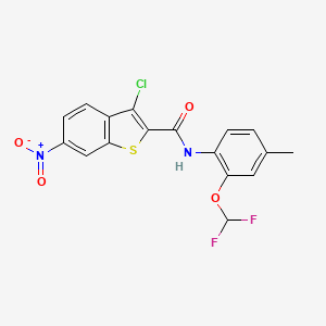 molecular formula C17H11ClF2N2O4S B3491444 3-chloro-N-[2-(difluoromethoxy)-4-methylphenyl]-6-nitro-1-benzothiophene-2-carboxamide 