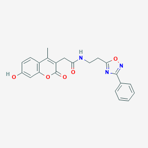molecular formula C22H19N3O5 B349146 2-(7-hydroxy-4-methyl-2-oxo-2H-chromen-3-yl)-N-[2-(3-phenyl-1,2,4-oxadiazol-5-yl)ethyl]acetamide CAS No. 920452-55-7