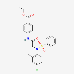 molecular formula C24H23ClN2O5S B3491570 ETHYL 4-{2-[N-(4-CHLORO-2-METHYLPHENYL)BENZENESULFONAMIDO]ACETAMIDO}BENZOATE 