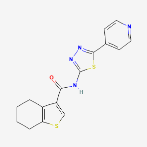 molecular formula C16H14N4OS2 B3491621 N-[5-(4-pyridinyl)-1,3,4-thiadiazol-2-yl]-4,5,6,7-tetrahydro-1-benzothiophene-3-carboxamide 