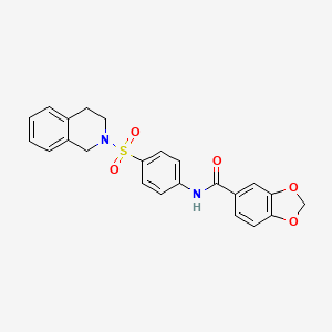 molecular formula C23H20N2O5S B3491663 N-[4-(3,4-dihydro-2(1H)-isoquinolinylsulfonyl)phenyl]-1,3-benzodioxole-5-carboxamide 