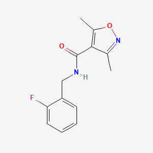 molecular formula C13H13FN2O2 B3491673 N-(2-fluorobenzyl)-3,5-dimethyl-4-isoxazolecarboxamide 