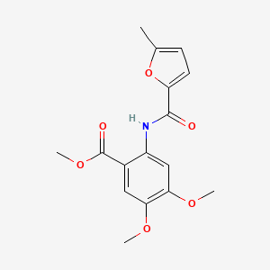 molecular formula C16H17NO6 B3491738 METHYL 4,5-DIMETHOXY-2-{[(5-METHYL-2-FURYL)CARBONYL]AMINO}BENZOATE 