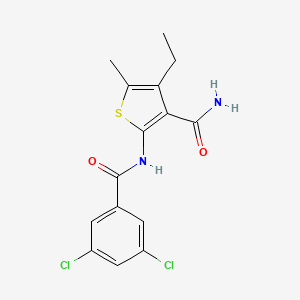 molecular formula C15H14Cl2N2O2S B3491827 2-[(3,5-dichlorobenzoyl)amino]-4-ethyl-5-methyl-3-thiophenecarboxamide 