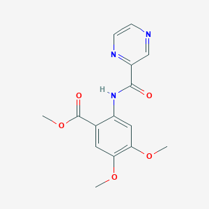 molecular formula C15H15N3O5 B3491840 METHYL 4,5-DIMETHOXY-2-(PYRAZINE-2-AMIDO)BENZOATE 