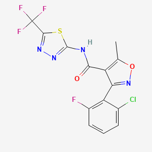 molecular formula C14H7ClF4N4O2S B3491895 3-(2-chloro-6-fluorophenyl)-5-methyl-N-[5-(trifluoromethyl)-1,3,4-thiadiazol-2-yl]-4-isoxazolecarboxamide 