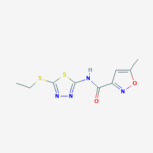 molecular formula C9H10N4O2S2 B3491903 N-[5-(ETHYLSULFANYL)-1,3,4-THIADIAZOL-2-YL]-5-METHYL-3-ISOXAZOLECARBOXAMIDE 