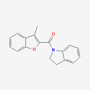 molecular formula C18H15NO2 B3491934 2,3-dihydro-1H-indol-1-yl(3-methyl-1-benzofuran-2-yl)methanone 