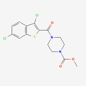 molecular formula C15H14Cl2N2O3S B3491938 methyl 4-[(3,6-dichloro-1-benzothien-2-yl)carbonyl]-1-piperazinecarboxylate 