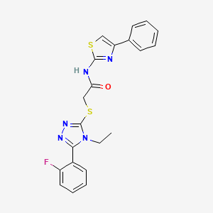 2-{[4-ethyl-5-(2-fluorophenyl)-4H-1,2,4-triazol-3-yl]sulfanyl}-N-(4-phenyl-1,3-thiazol-2-yl)acetamide