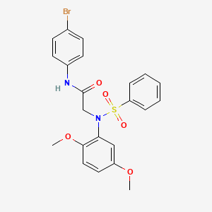 molecular formula C22H21BrN2O5S B3491989 N-(4-BROMOPHENYL)-2-[N-(2,5-DIMETHOXYPHENYL)BENZENESULFONAMIDO]ACETAMIDE 