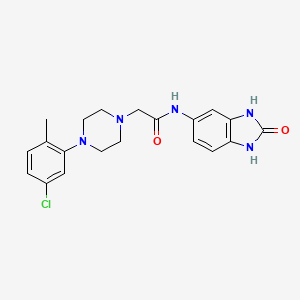 molecular formula C20H22ClN5O2 B3492008 2-[4-(5-chloro-2-methylphenyl)-1-piperazinyl]-N-(2-oxo-2,3-dihydro-1H-benzimidazol-5-yl)acetamide 