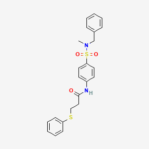 molecular formula C23H24N2O3S2 B3492022 N-{4-[benzyl(methyl)sulfamoyl]phenyl}-3-(phenylsulfanyl)propanamide 