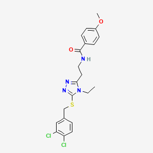 molecular formula C21H22Cl2N4O2S B3492042 N-(2-{5-[(3,4-dichlorobenzyl)thio]-4-ethyl-4H-1,2,4-triazol-3-yl}ethyl)-4-methoxybenzamide 