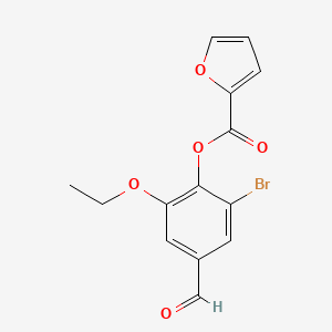 molecular formula C14H11BrO5 B3492058 (2-Bromo-6-ethoxy-4-formylphenyl) furan-2-carboxylate 