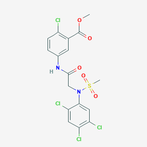 molecular formula C17H14Cl4N2O5S B3492062 methyl 2-chloro-5-{[N-(methylsulfonyl)-N-(2,4,5-trichlorophenyl)glycyl]amino}benzoate 