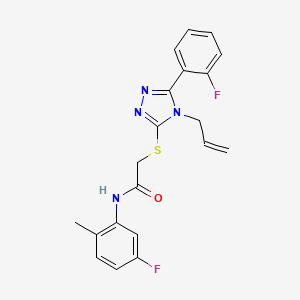 molecular formula C20H18F2N4OS B3492098 N-(5-fluoro-2-methylphenyl)-2-{[5-(2-fluorophenyl)-4-(prop-2-en-1-yl)-4H-1,2,4-triazol-3-yl]sulfanyl}acetamide 