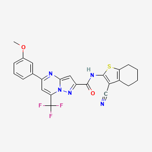 molecular formula C24H18F3N5O2S B3492099 N-(3-cyano-4,5,6,7-tetrahydro-1-benzothiophen-2-yl)-5-(3-methoxyphenyl)-7-(trifluoromethyl)pyrazolo[1,5-a]pyrimidine-2-carboxamide 