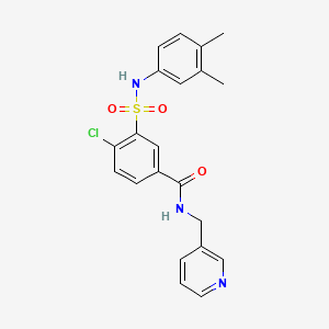 molecular formula C21H20ClN3O3S B3492127 4-chloro-3-[(3,4-dimethylphenyl)sulfamoyl]-N-(pyridin-3-ylmethyl)benzamide 