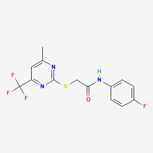 molecular formula C14H11F4N3OS B3492141 N-(4-fluorophenyl)-2-{[4-methyl-6-(trifluoromethyl)-2-pyrimidinyl]thio}acetamide 