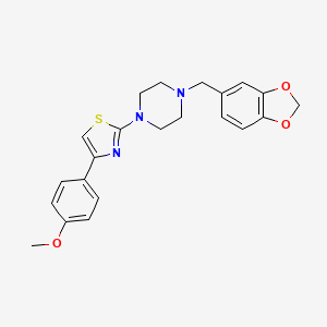 molecular formula C22H23N3O3S B3492190 1-[(2H-1,3-BENZODIOXOL-5-YL)METHYL]-4-[4-(4-METHOXYPHENYL)-1,3-THIAZOL-2-YL]PIPERAZINE 