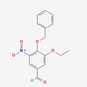 molecular formula C16H15NO5 B3492229 3-Ethoxy-5-nitro-4-phenylmethoxybenzaldehyde 