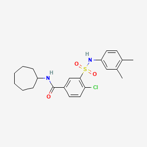 molecular formula C22H27ClN2O3S B3492233 4-chloro-N-cycloheptyl-3-{[(3,4-dimethylphenyl)amino]sulfonyl}benzamide 