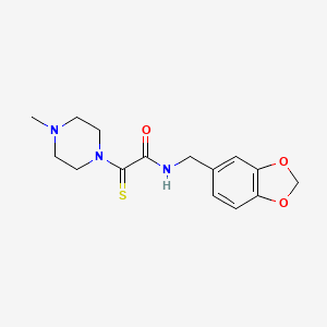 molecular formula C15H19N3O3S B3492235 N-(1,3-benzodioxol-5-ylmethyl)-2-(4-methyl-1-piperazinyl)-2-thioxoacetamide 