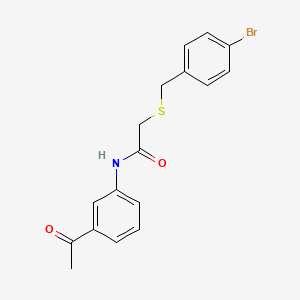 molecular formula C17H16BrNO2S B3492255 N-(3-acetylphenyl)-2-[(4-bromobenzyl)thio]acetamide 