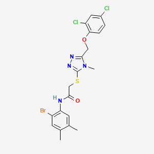 molecular formula C20H19BrCl2N4O2S B3492277 N-(2-bromo-4,5-dimethylphenyl)-2-({5-[(2,4-dichlorophenoxy)methyl]-4-methyl-4H-1,2,4-triazol-3-yl}thio)acetamide 