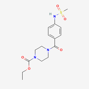 molecular formula C15H21N3O5S B3492295 ethyl 4-{4-[(methylsulfonyl)amino]benzoyl}-1-piperazinecarboxylate 