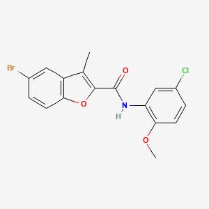 molecular formula C17H13BrClNO3 B3492328 5-bromo-N-(5-chloro-2-methoxyphenyl)-3-methyl-1-benzofuran-2-carboxamide 